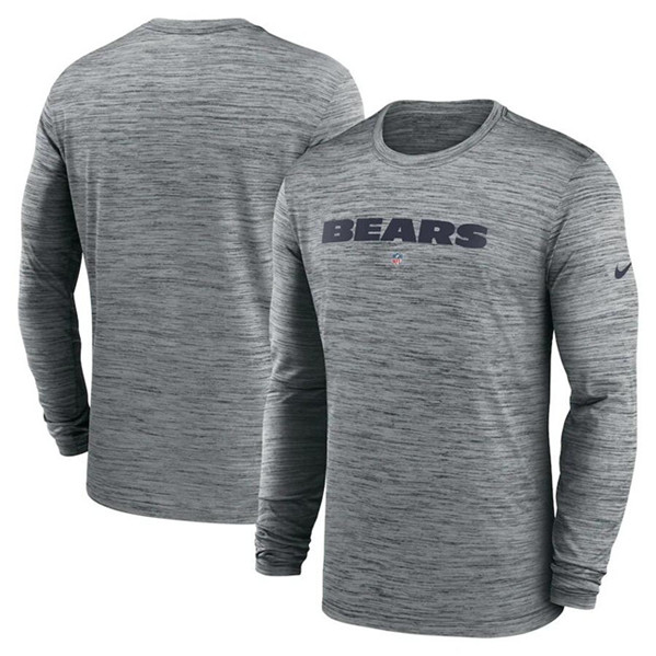 Men's Chicago Bears Heather Gray Sideline Team Velocity Performance Long Sleeve T-Shirt